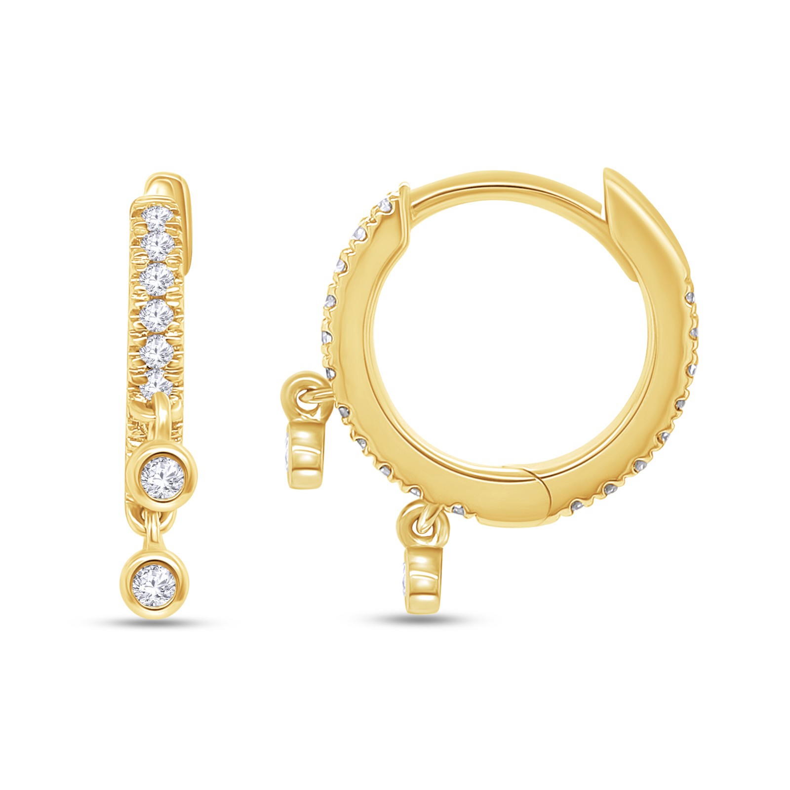 1/8 Ct Lab Grown Diamond Drop Dangle Single Earring in 14K Yellow Gold