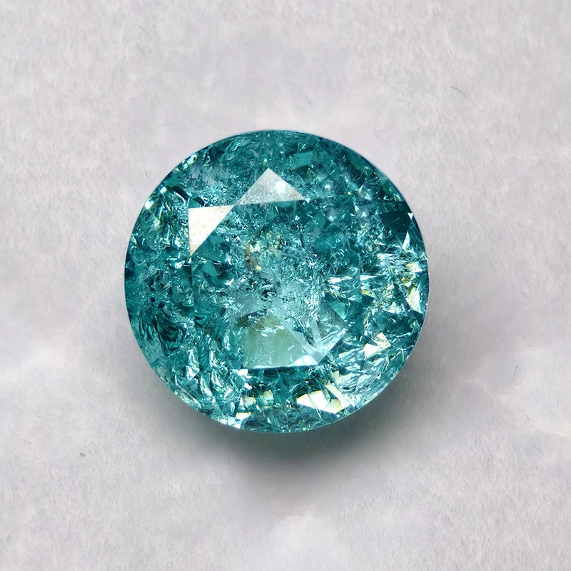 AGL Lab Grown Paraiba Round Cracked Ice Cut Tourmaline Gemstones for DIY Jewelry