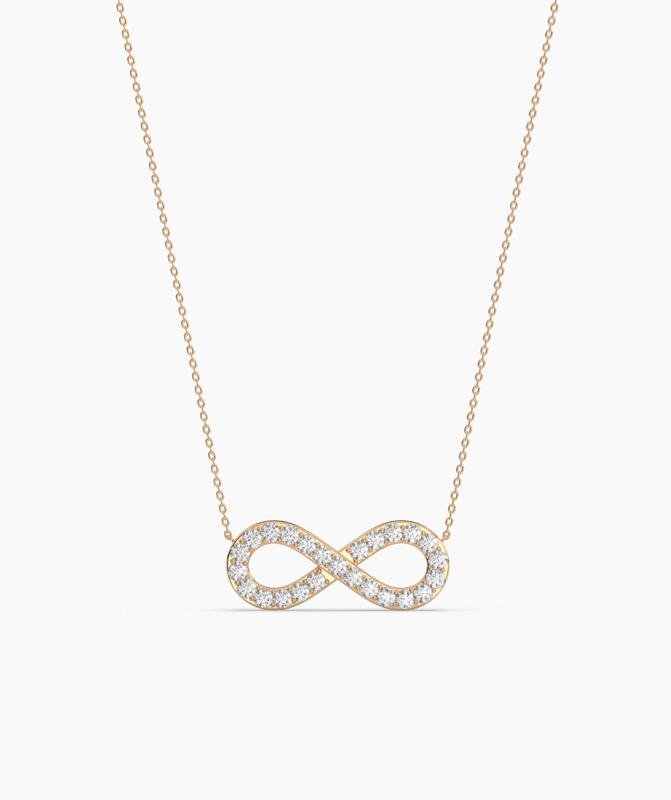 0.10 CT Round Lab Grown Diamond 14K Gold Dainty Infinity Symbol Pendant Necklace