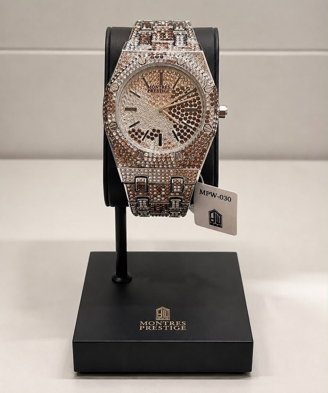 Montres Prestige Rose Gold Octagon Quartz Analog Watch w/ Box Bracelet