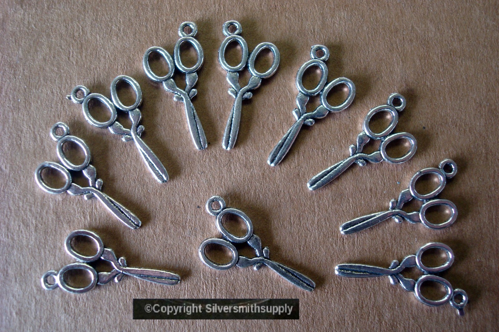 SCISSORS pendants charms antique silver plated Zinc earring findings 10pc FPS157