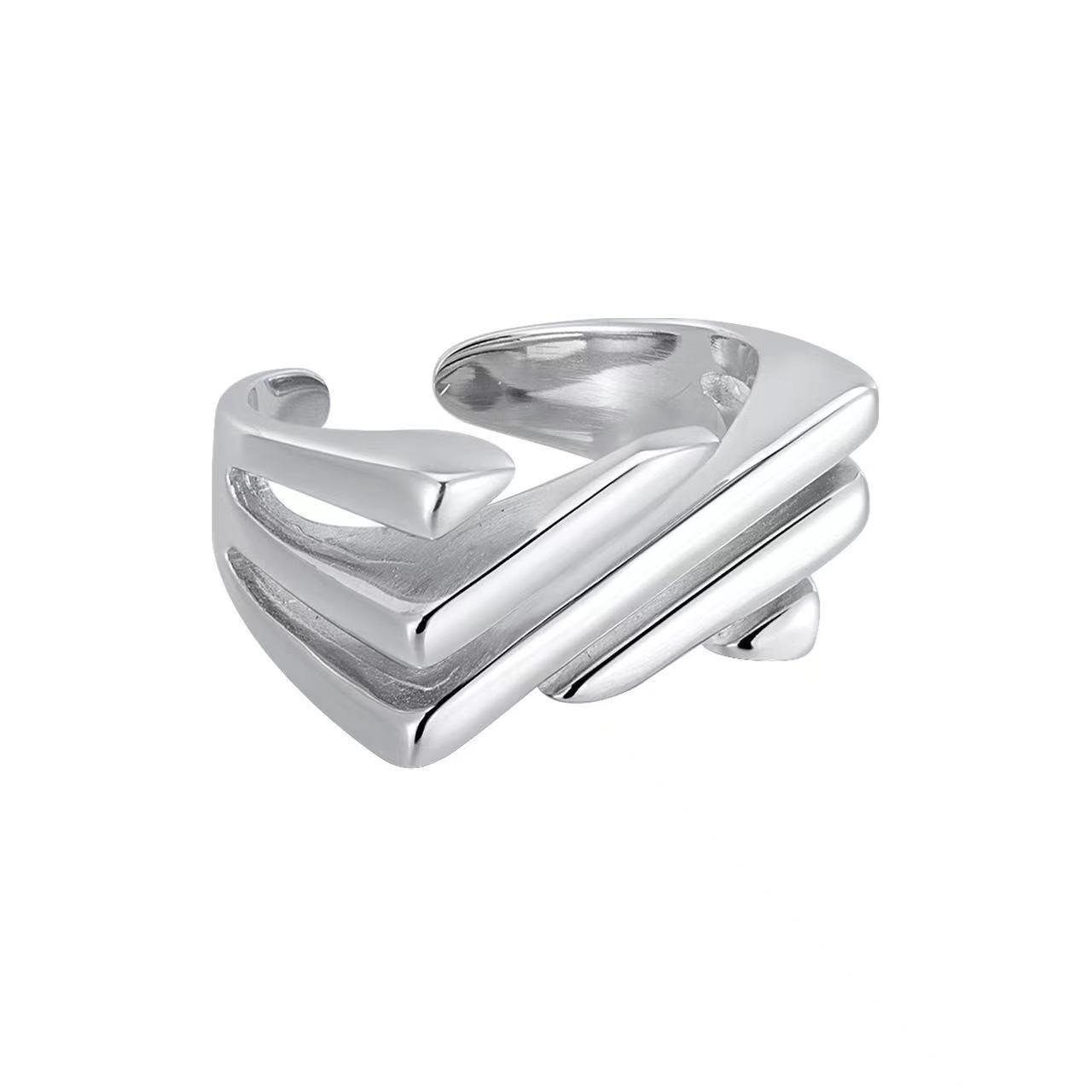 925 Sterling Silver Geometric Ring for Women Irregular Handmade Statement Gift