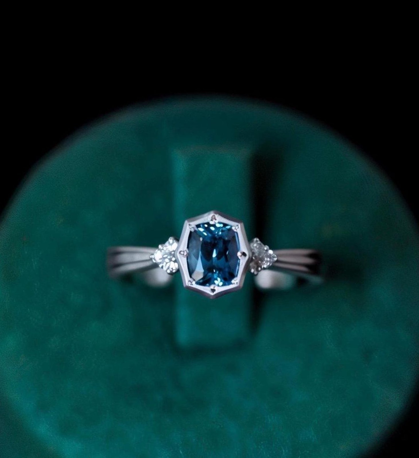 Teal montana sapphire ring vintage teal sapphire ring cushion cut teal ring