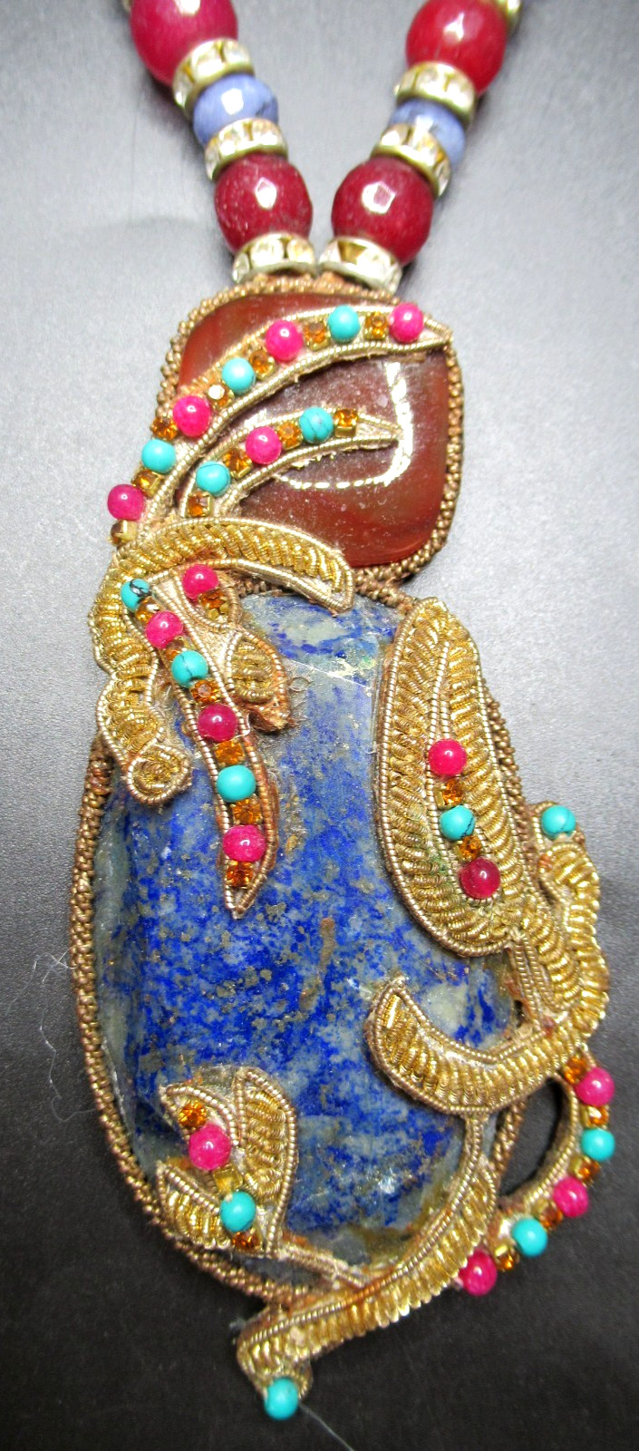 Genuine Gemstone Artisan Necklace In Original SAKS FIFTH AVE Box!