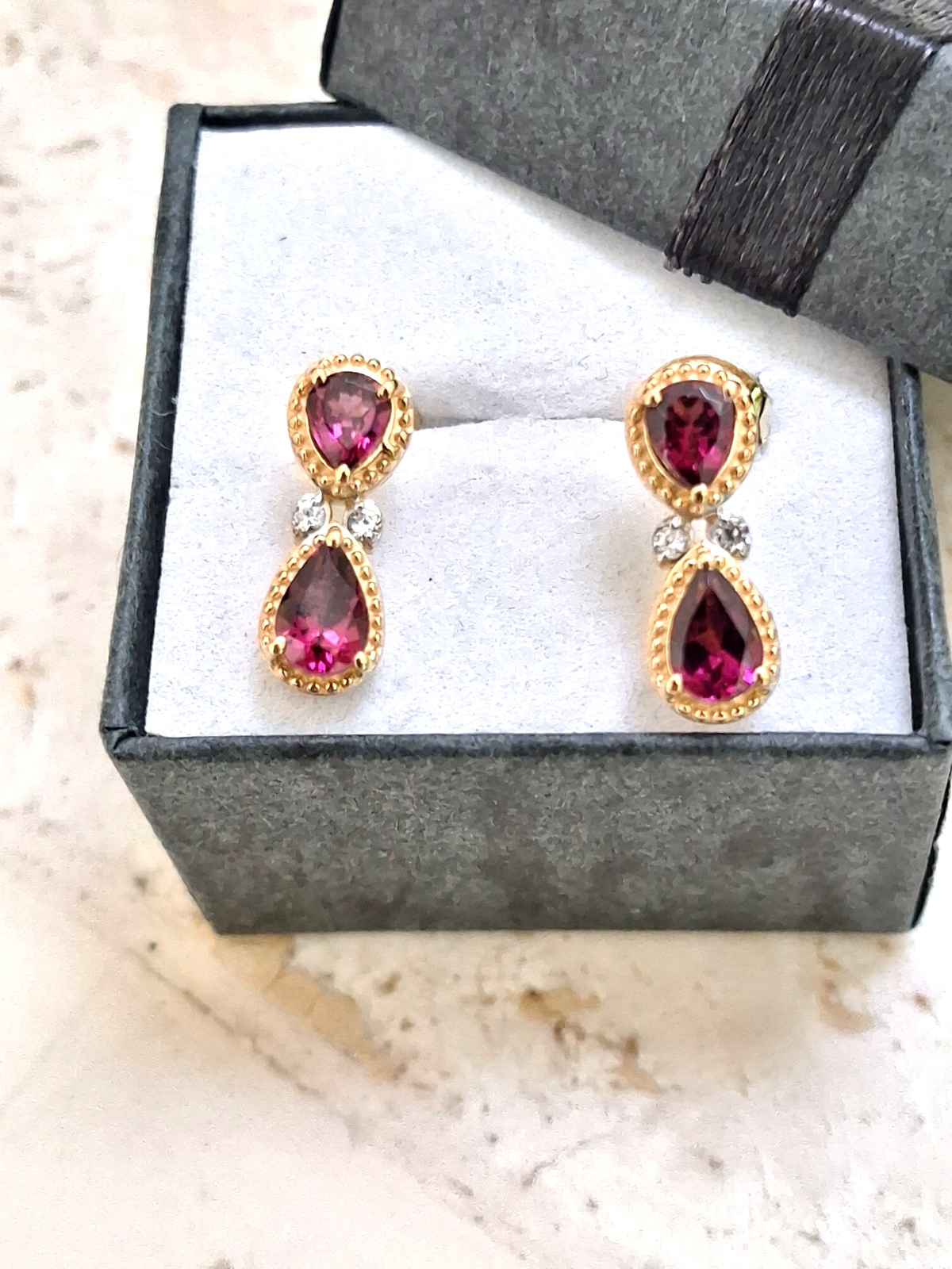 Orissa Rhodolite Garnet and Natural Zircon Sterling Silver Earrings – New/Sealed