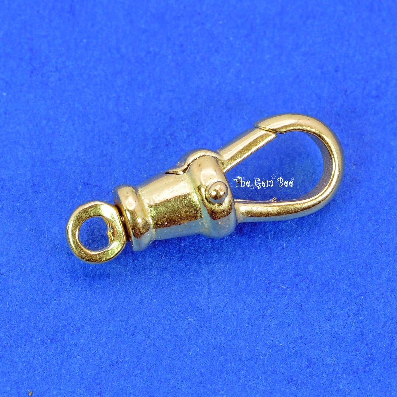 6.5mmx18mm Large 18k Solid Yellow Gold Swivel Push Lock Dog Clip Antique Clasp