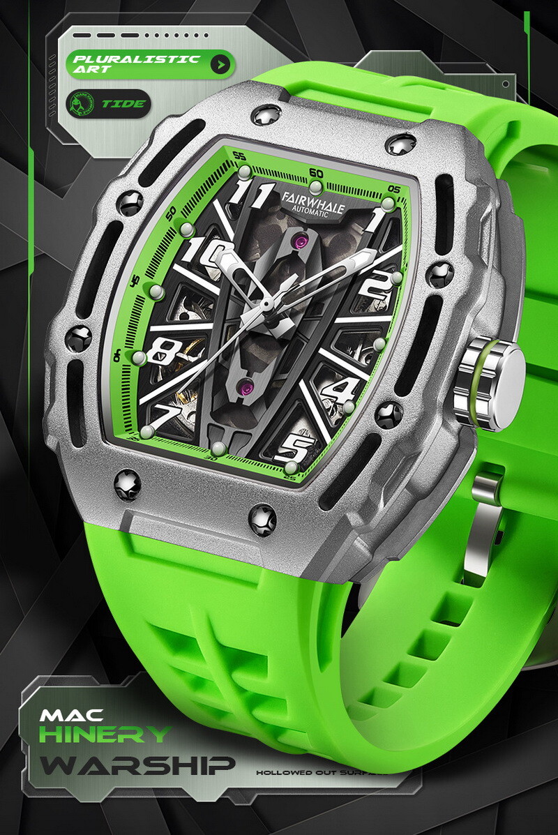 MARK FAIRWHALE Barrel Hollow Luminous Tourbillon Automatic Mechanical Wristwatch