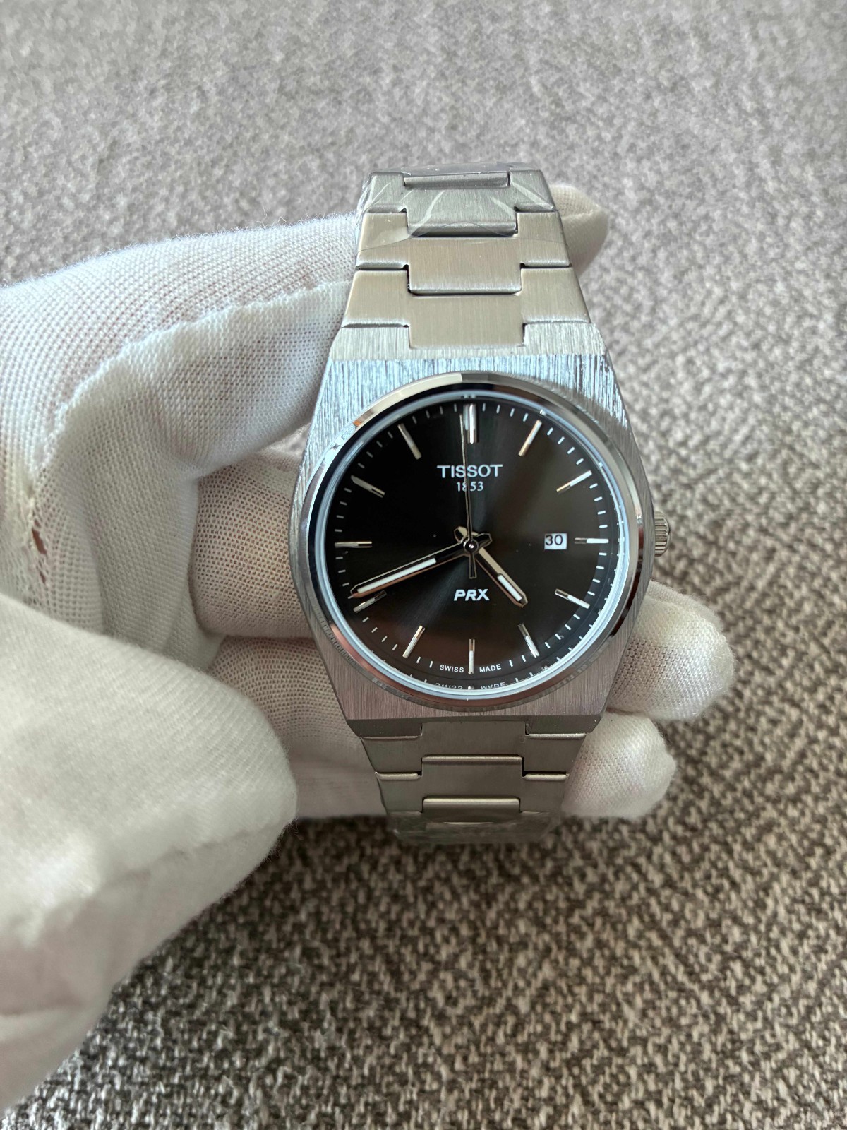 ✅ New PRX Quartz T137.410.11.051.00 40mm Black Dial – Swiss Made Steel ✅