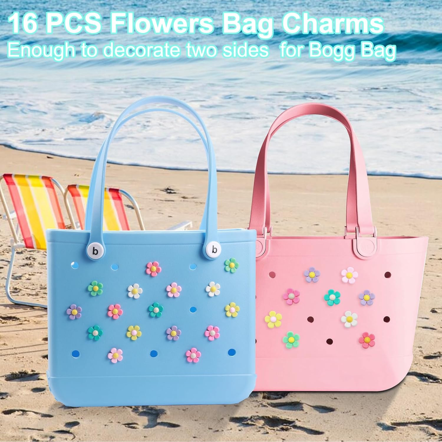 16pcs/30pcs Bogg Bag Charms, Beach Accessories Cute Charms for Bogg Bag Rubber T