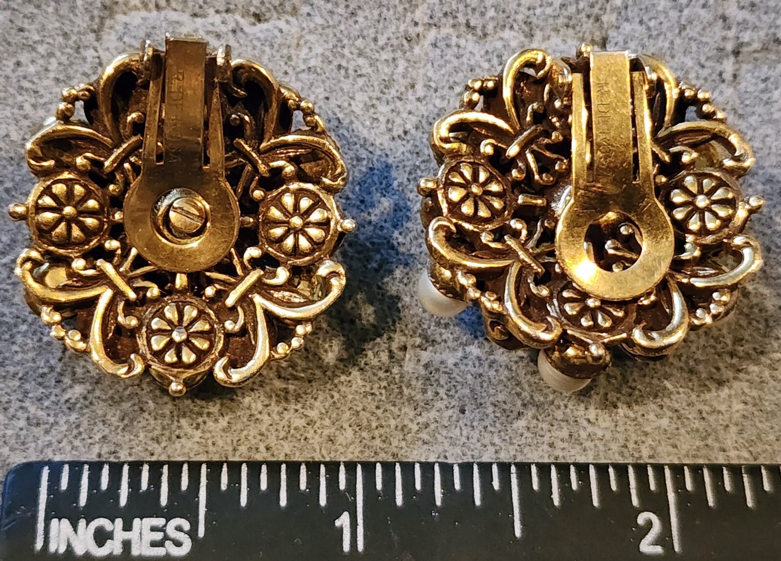 RARE Vintage Earrings w/ Amethyst?, Faux Pearls & Stones by R. De Rosa