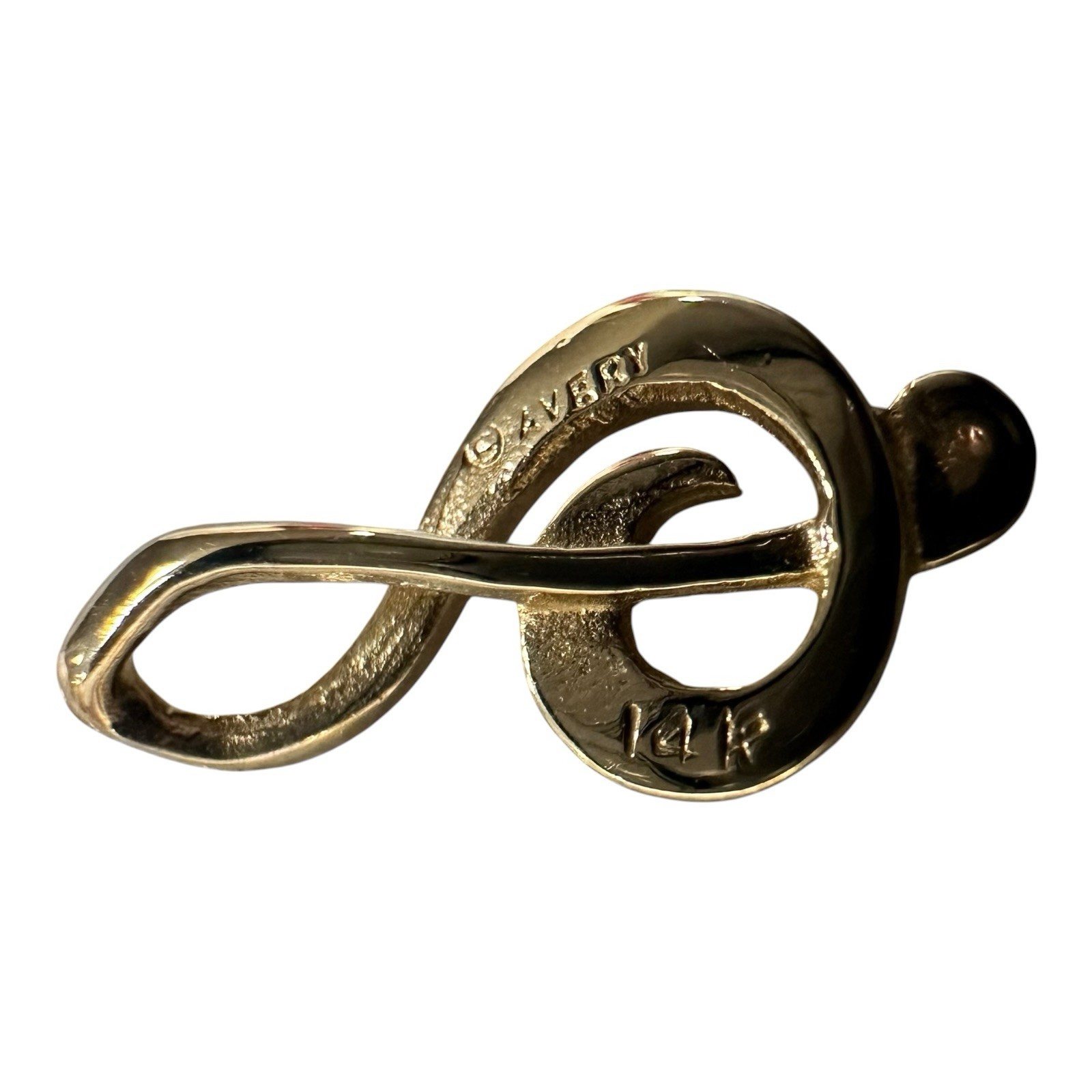 Retired James Avery 14k Gold Floating Treble Clef Music Note Pendant 0.5g RARE