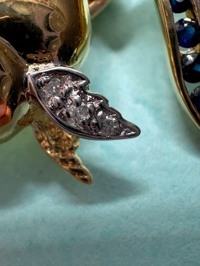 14Kt Yellow Gold Koi Fish Broch/Pendant with Diamonds/Sapphire/Ruby