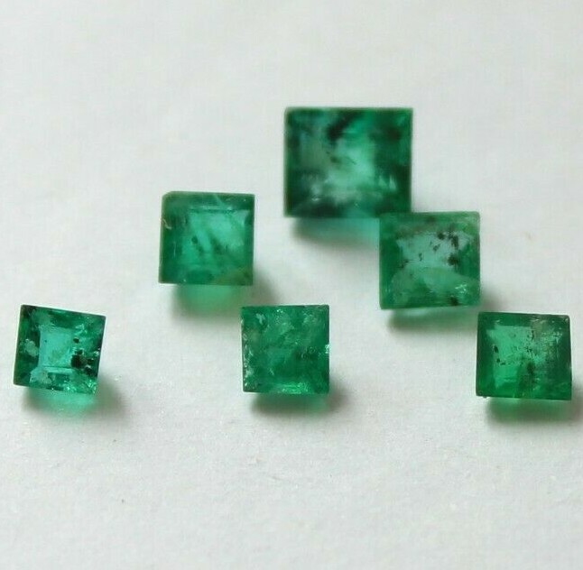 2.5mm to 3.5mm Natural Square, Green Zambian Emerald, Deep Green colour, #445
