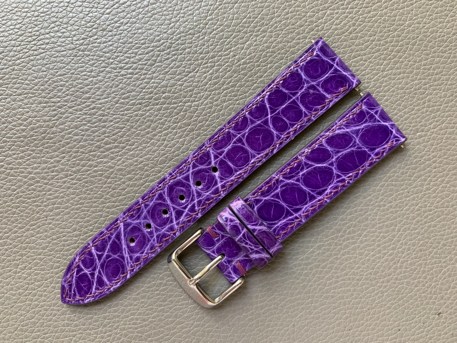 Purple Genuine Leather watch strap band Custom 10..16 17 18 19 20 21 22 23 24mm
