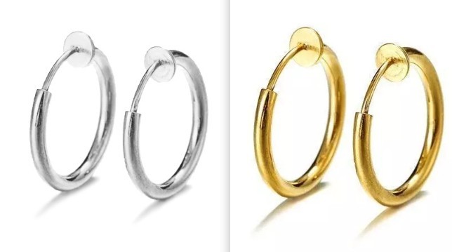Fake Non Piercing Nose Ring Hoop Stainless Steel Spring Clip on Lip Ear Earrings
