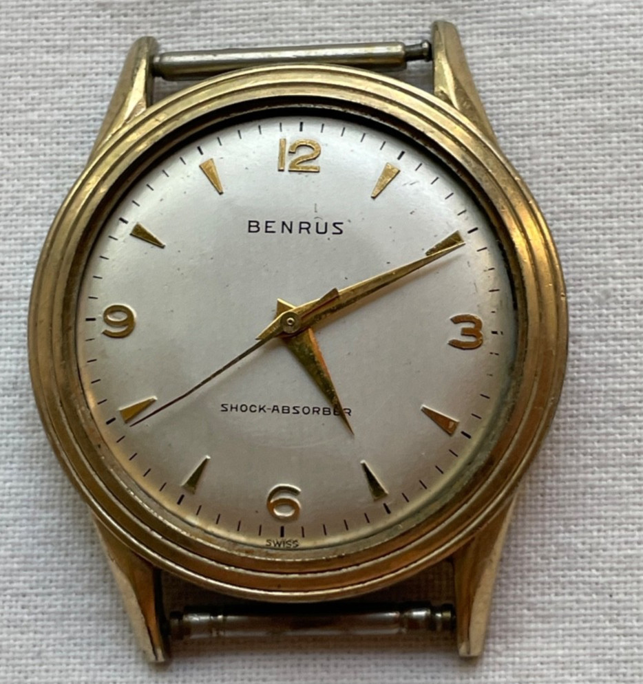 Benrus model BH 14 – GREAT DIAL – rolled gold mens watch AS IS, lot0408