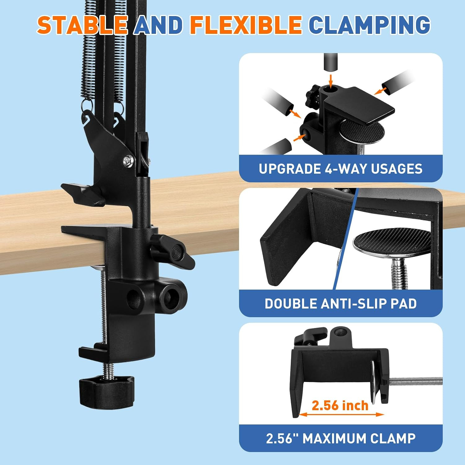 12X Square Magnifying Glass with Light and Clamp, Hands-Free Lighted Stand with