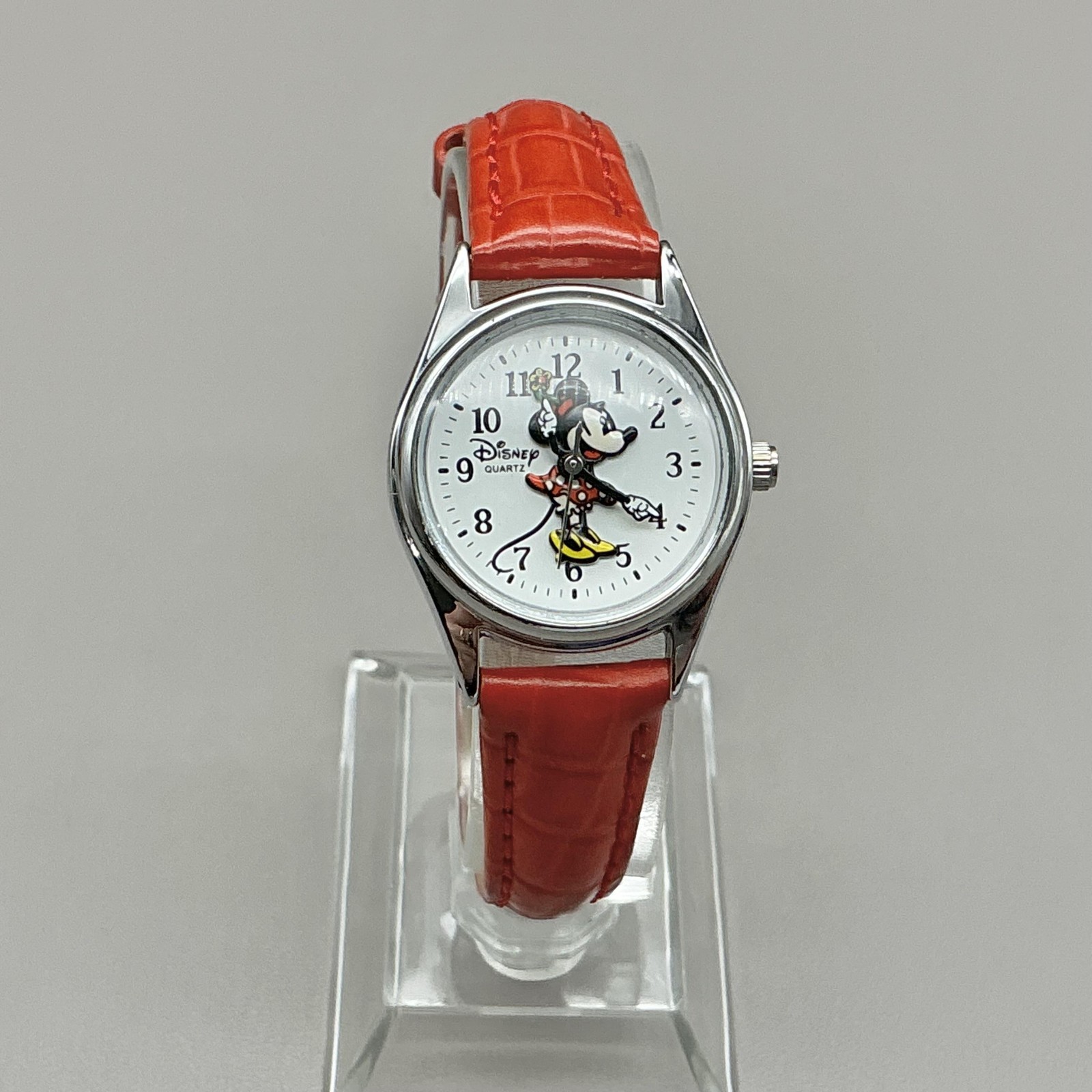 Disney Parks Womens Watch White Dial Minnie Mouse Red Strap Quartz Analog