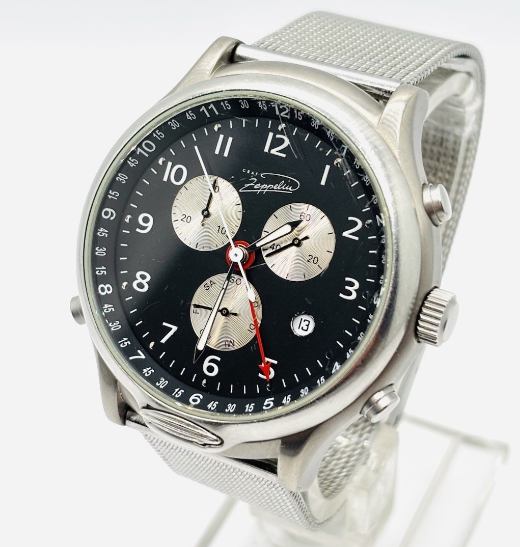 Vintage Graf Zeppelin Classic Line 7480/1876 Titanium GMT Dial Watch German Made