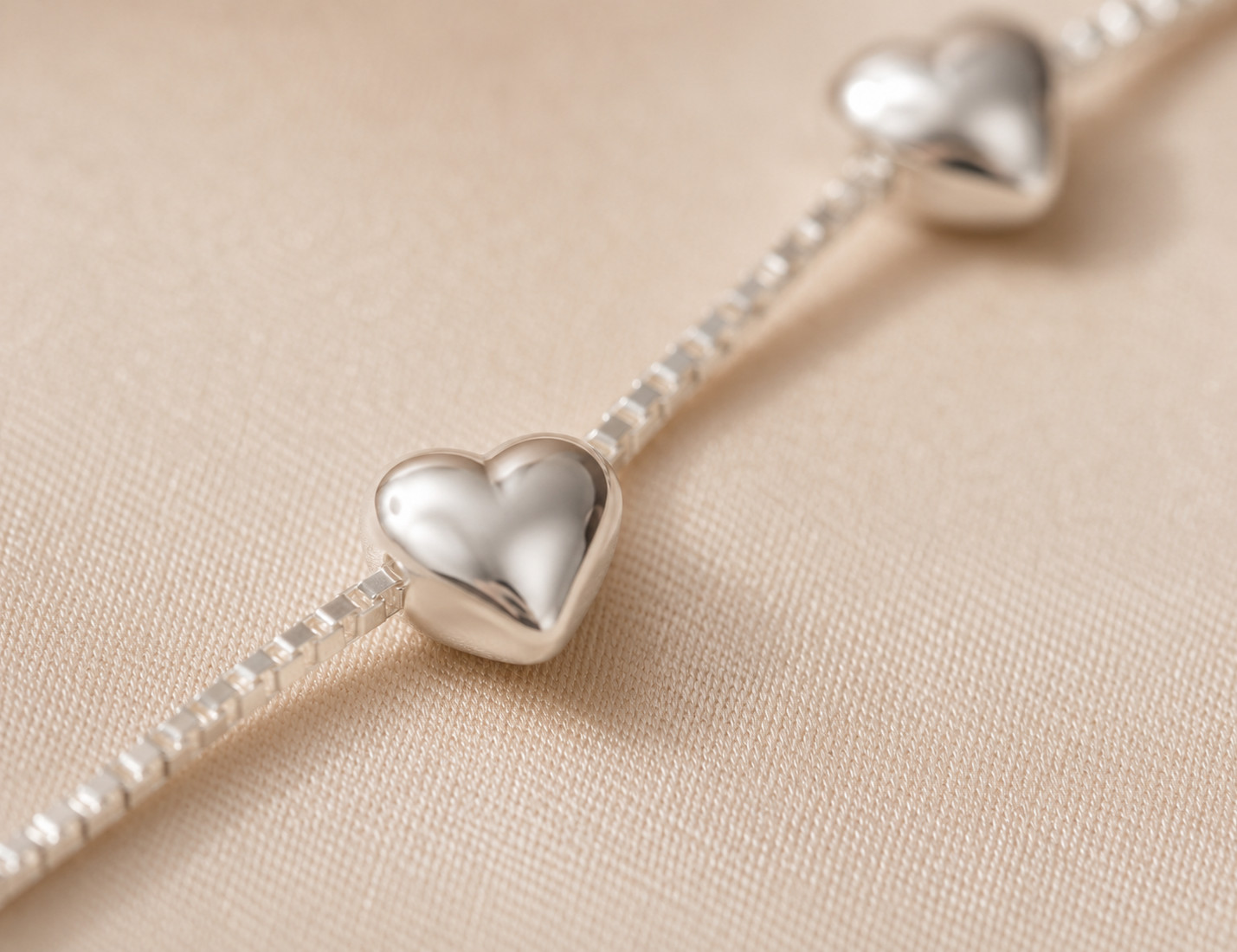 925 Sterling Silver Heart Charm Bracelet 16+2.5cm Adjustable Minimalist Gift for
