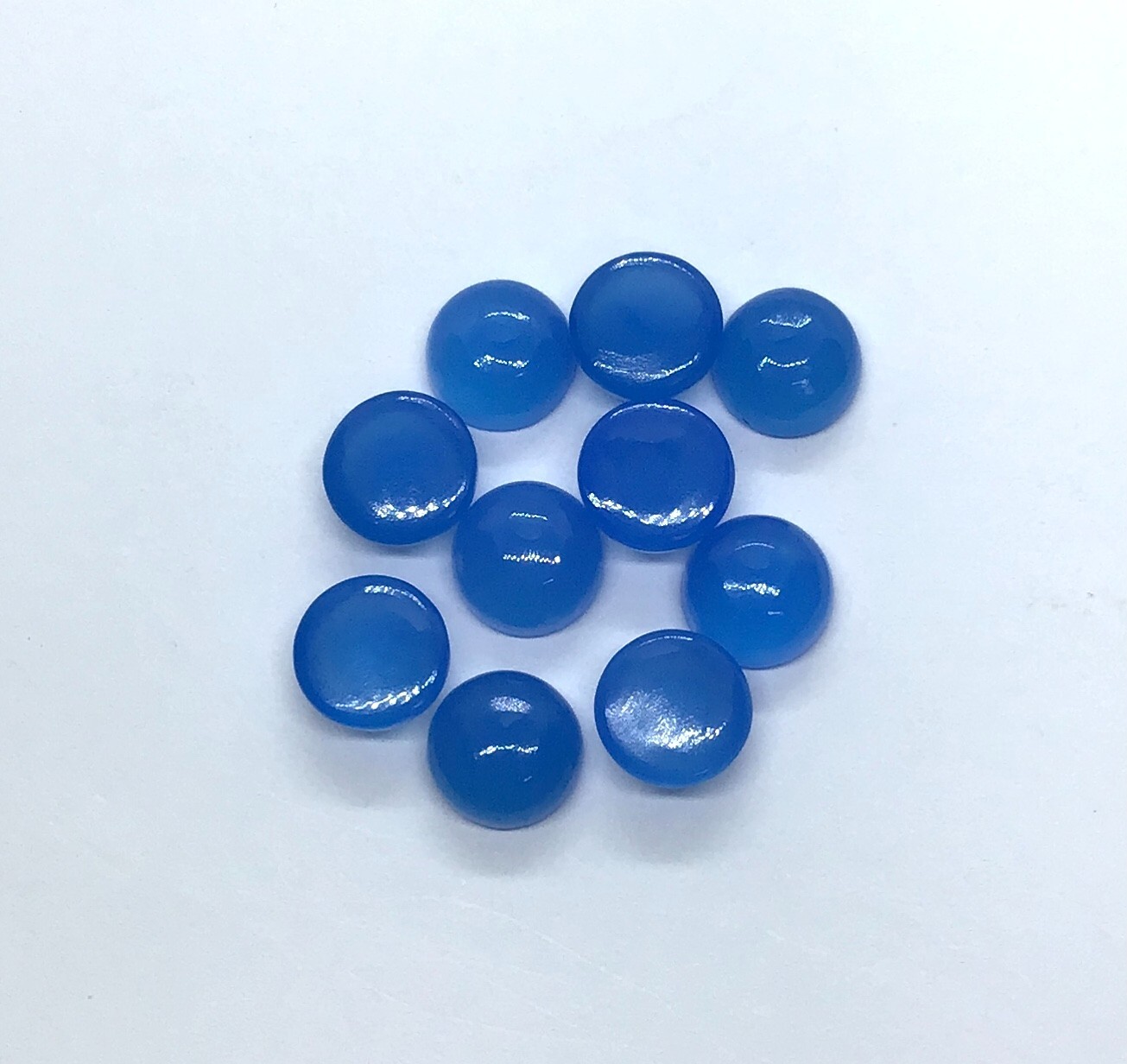 Round Flat Back Blue Chalcedony AAA Natural Loose Gemstone For Making Jewelry