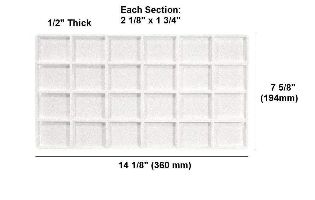 24 Slot Coin Jewelry Showcase Display Tray Flocked Inserts