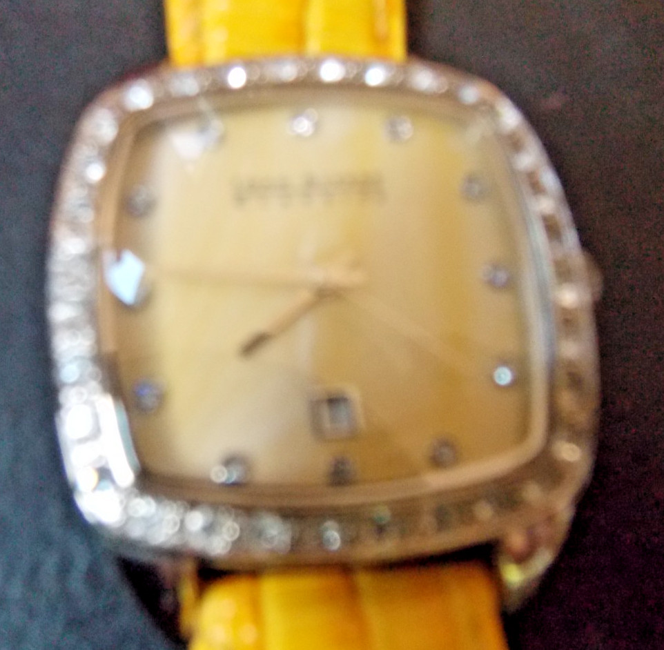 Vtg Joan Rivers Classics Watch Yellow Leather Band . crystal stones V377