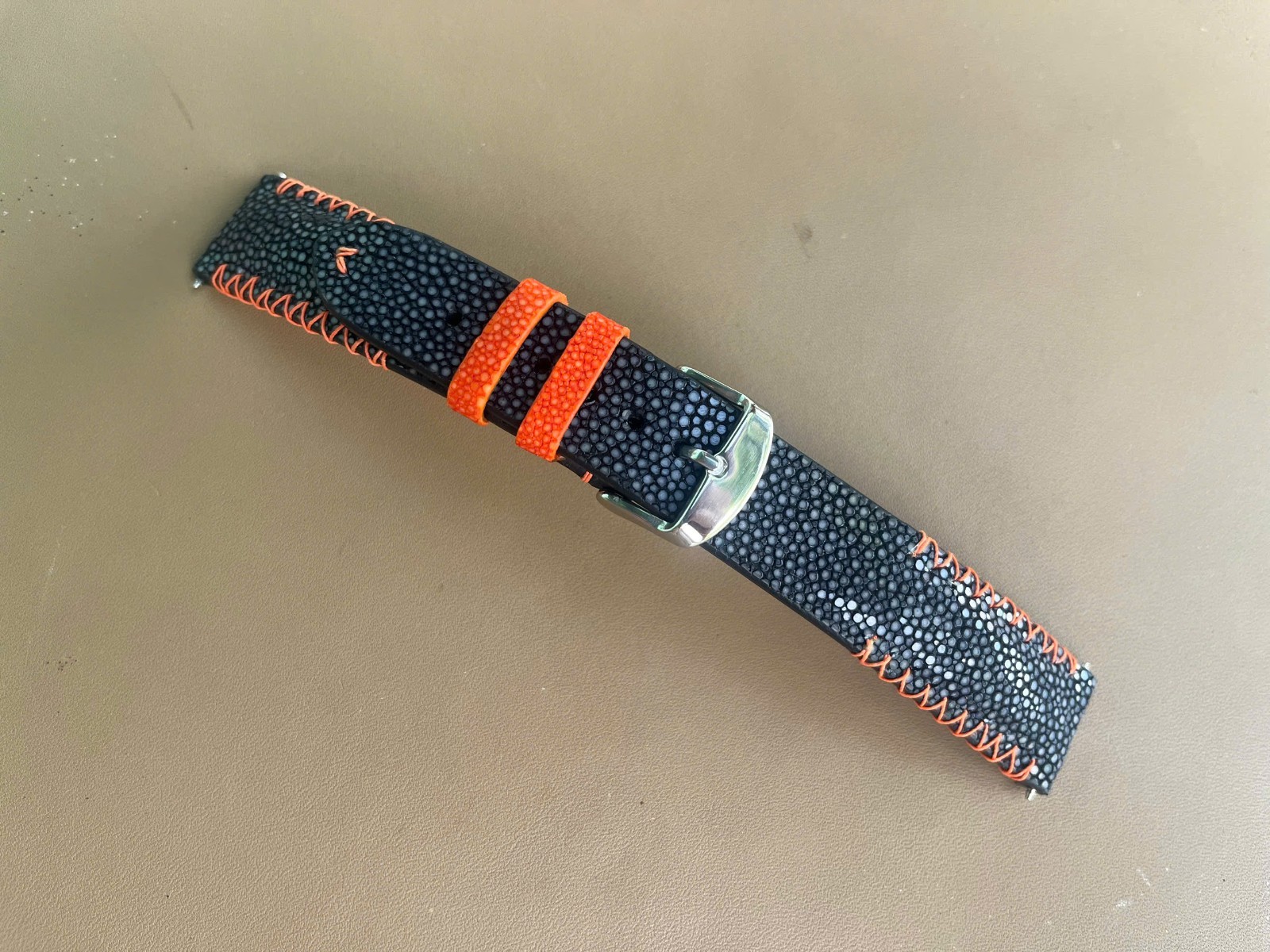 Black Stingray Leather Watch Strap Band 16 17 18 19mm 20mm 21mm 22mm 24mm 26mm