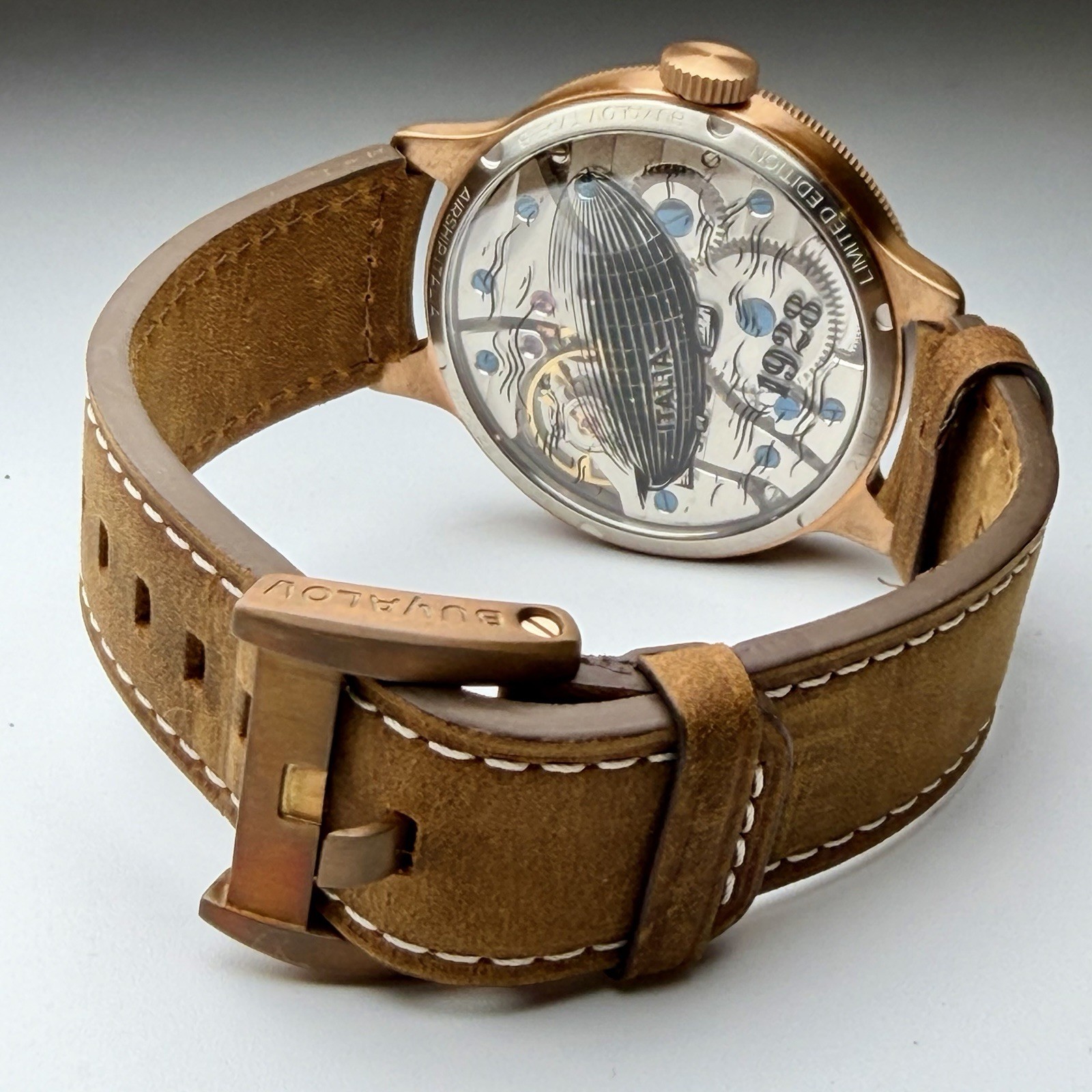 Buyalov Airship Italia Limited Ed. Bronze Type B Sapphire Mens 43mm Manual Watch