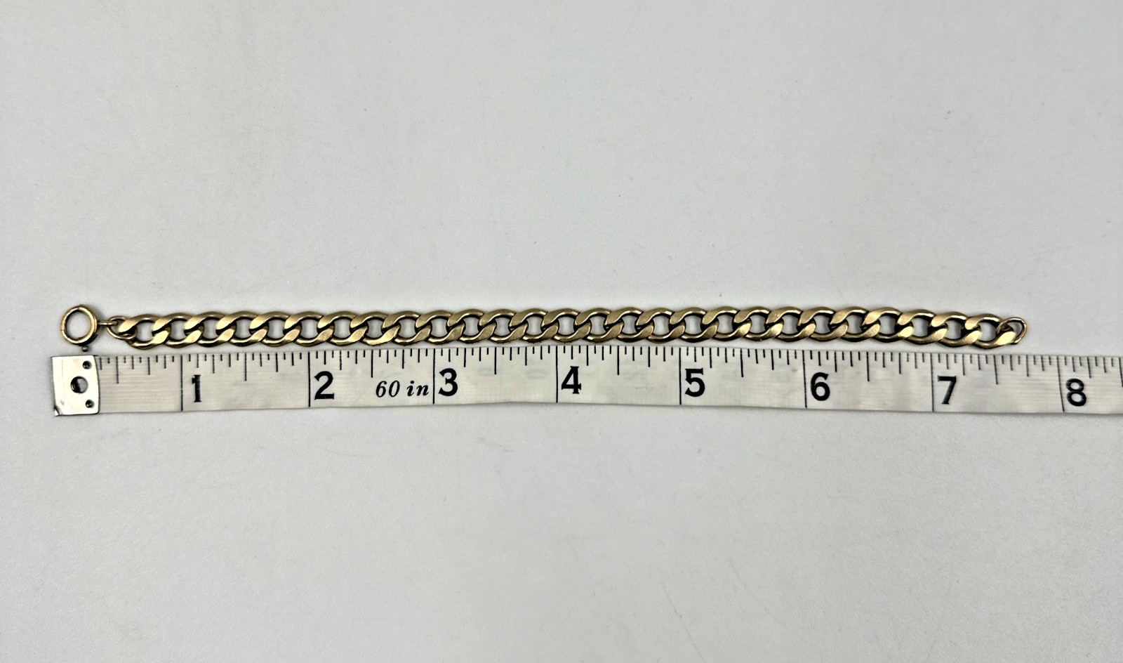 Vtg 1/20 12k G.F. Gold Filled B.A.B. Co Curb Link Chain 7mm Bracelet 7.75″ 14.1g