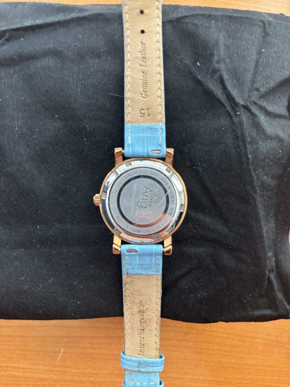 Invicta Angel 22484 Women’s Rose Gold Tone Blue Leather Quartz Watch Read