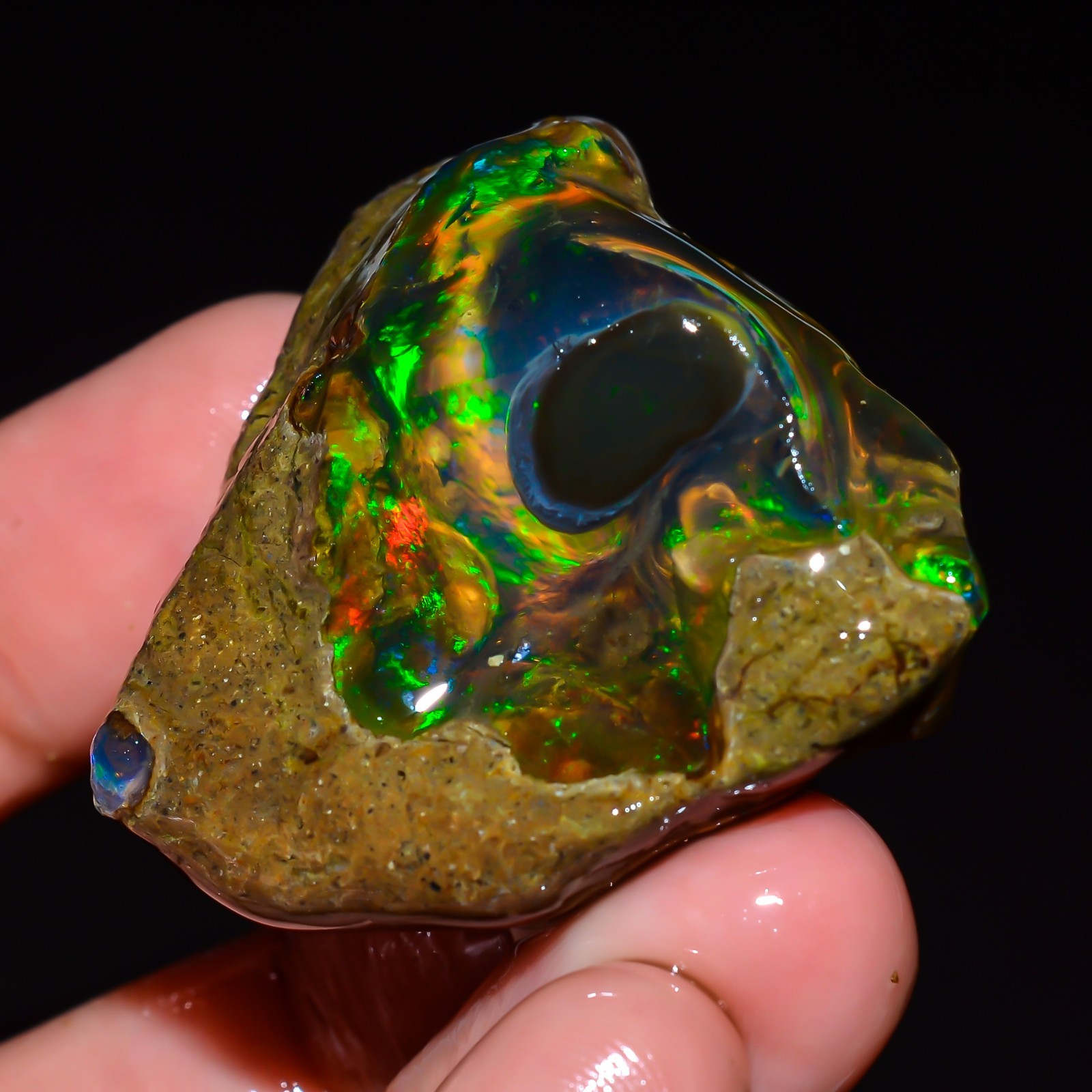 Crystal Opal 114 Ct Welo Fire Opal Flashy Fire Ethiopian Opal Raw 38x33x24 mm