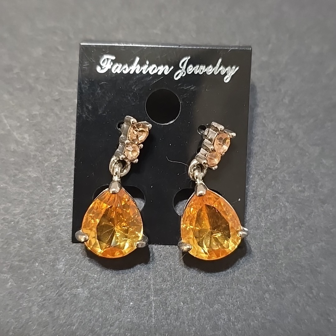 citrine dangle Faux earrings vintage