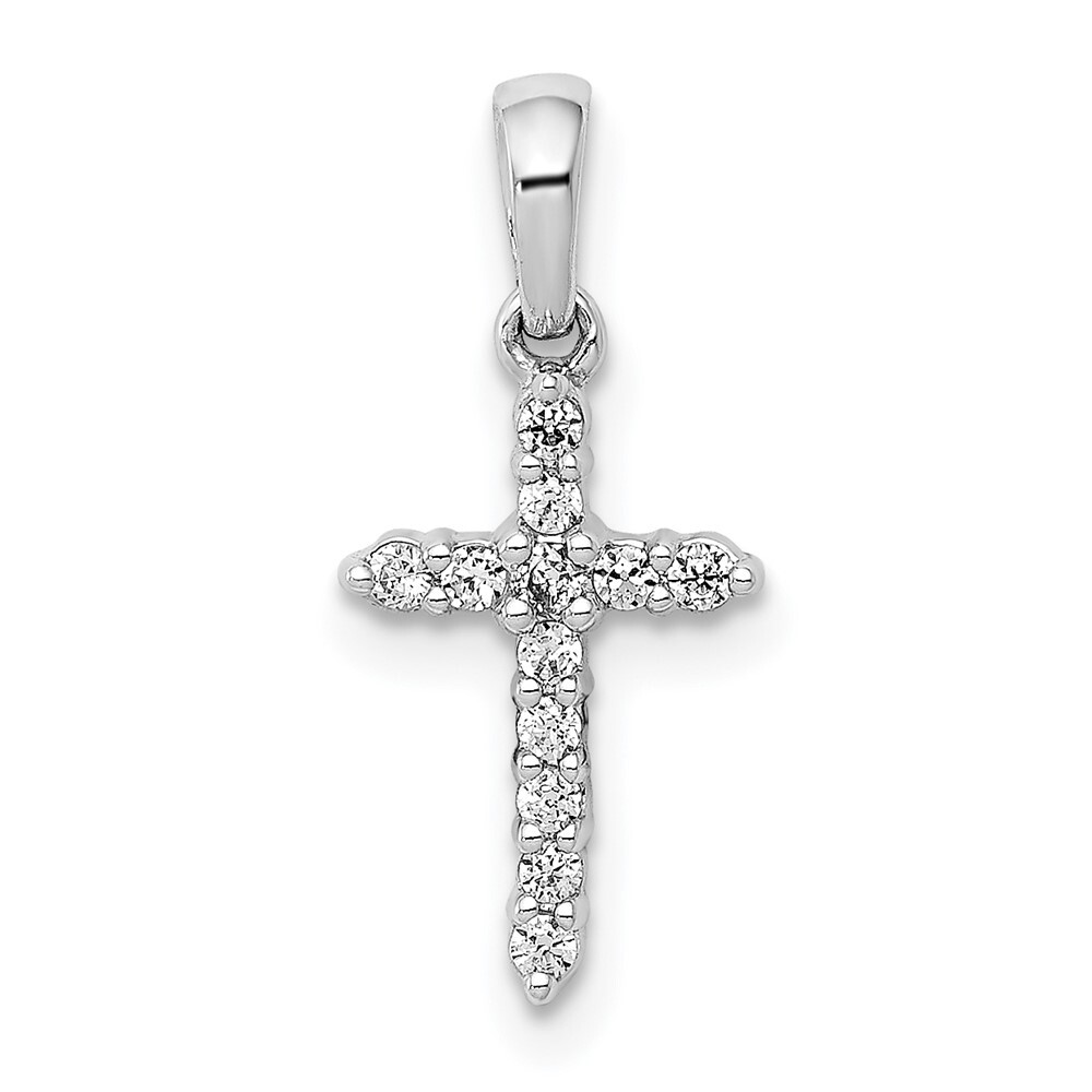 Round 0.11Ct Lab Grown Diamond Cross Pendant 14K White Gold ( VS/SI,GH) for Mom