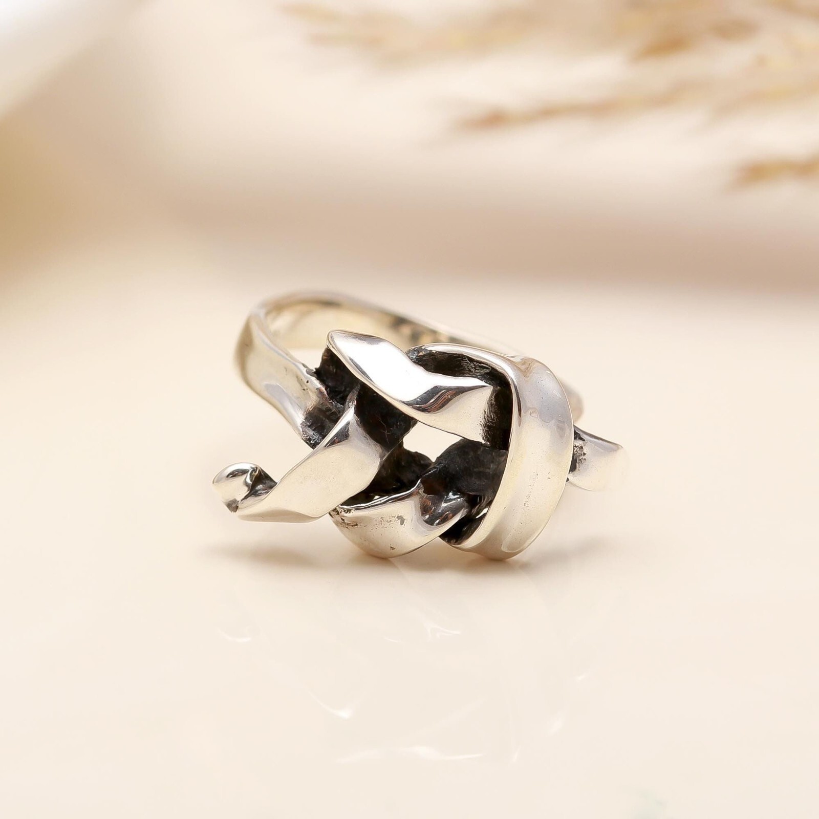 Mother Wedding Trendy Statement Art Deco Unique Ring Jewelry 925 Sterling Silver