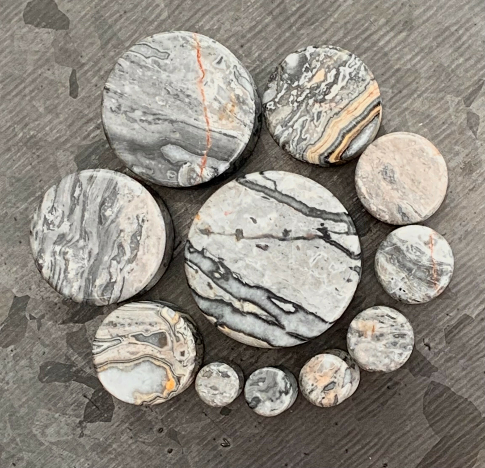 PAIR Natural Wave Jasper Stone Double Flare Plugs Organic Gauges