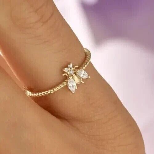 Honey Bee Women Gift ring 1.75Ct Marquise Simulated Diamond 925 Sterling Silver