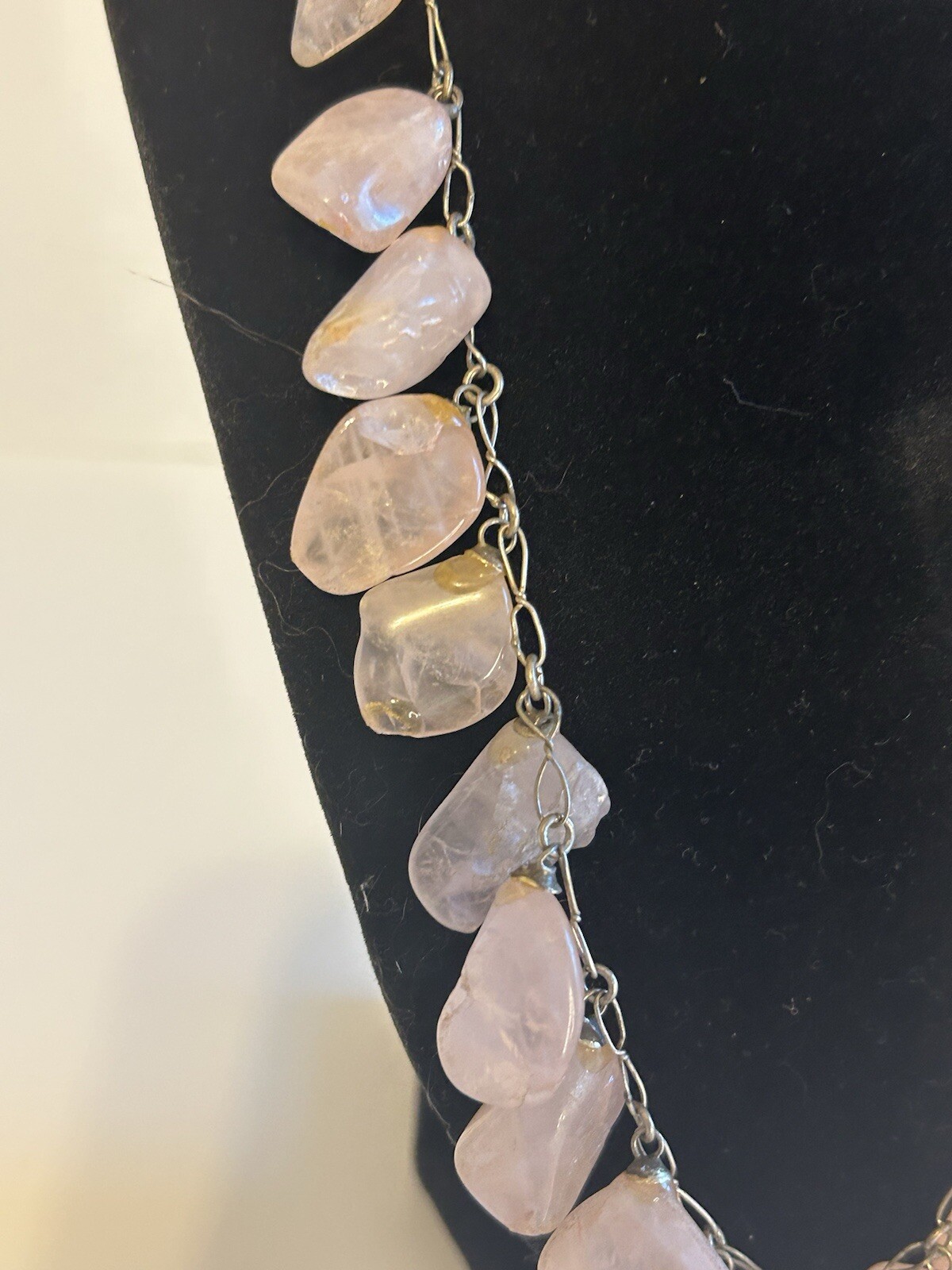 RARE One Of A Kind ROSE QUARTZ Necklace 18in Varying Stone Size/Shape 114g *See