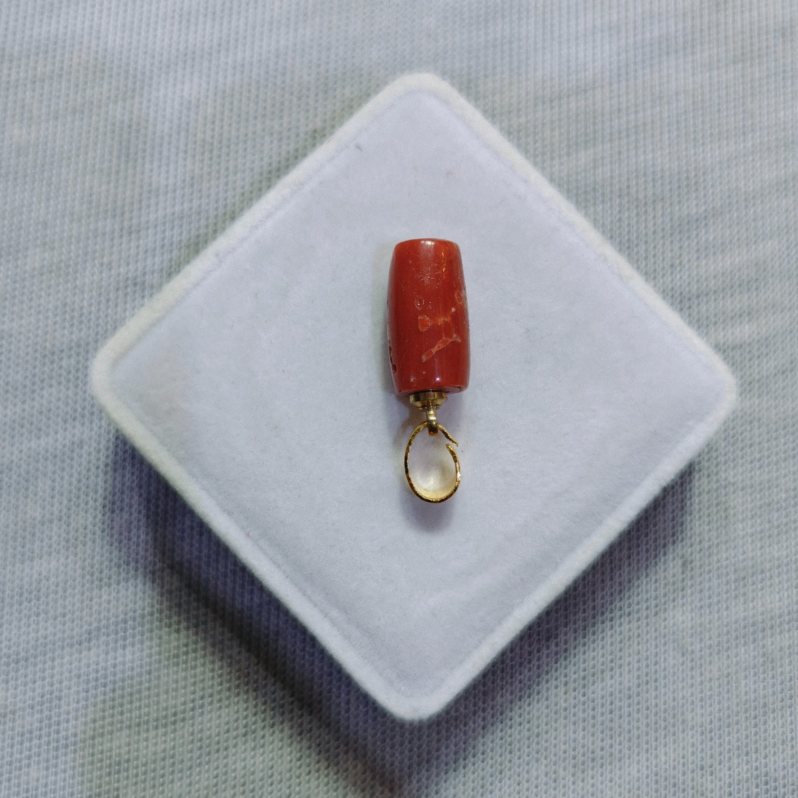 Natural Italian Red Coral Brass Pendant Sea Coral Gemstone Handmade Jewelry Gift
