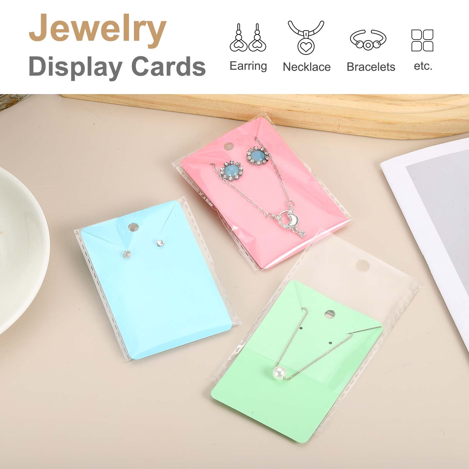 100 Pcs Earring Display Cards with Packaging (Light Pink, 3.5 x 2.4 Inches)