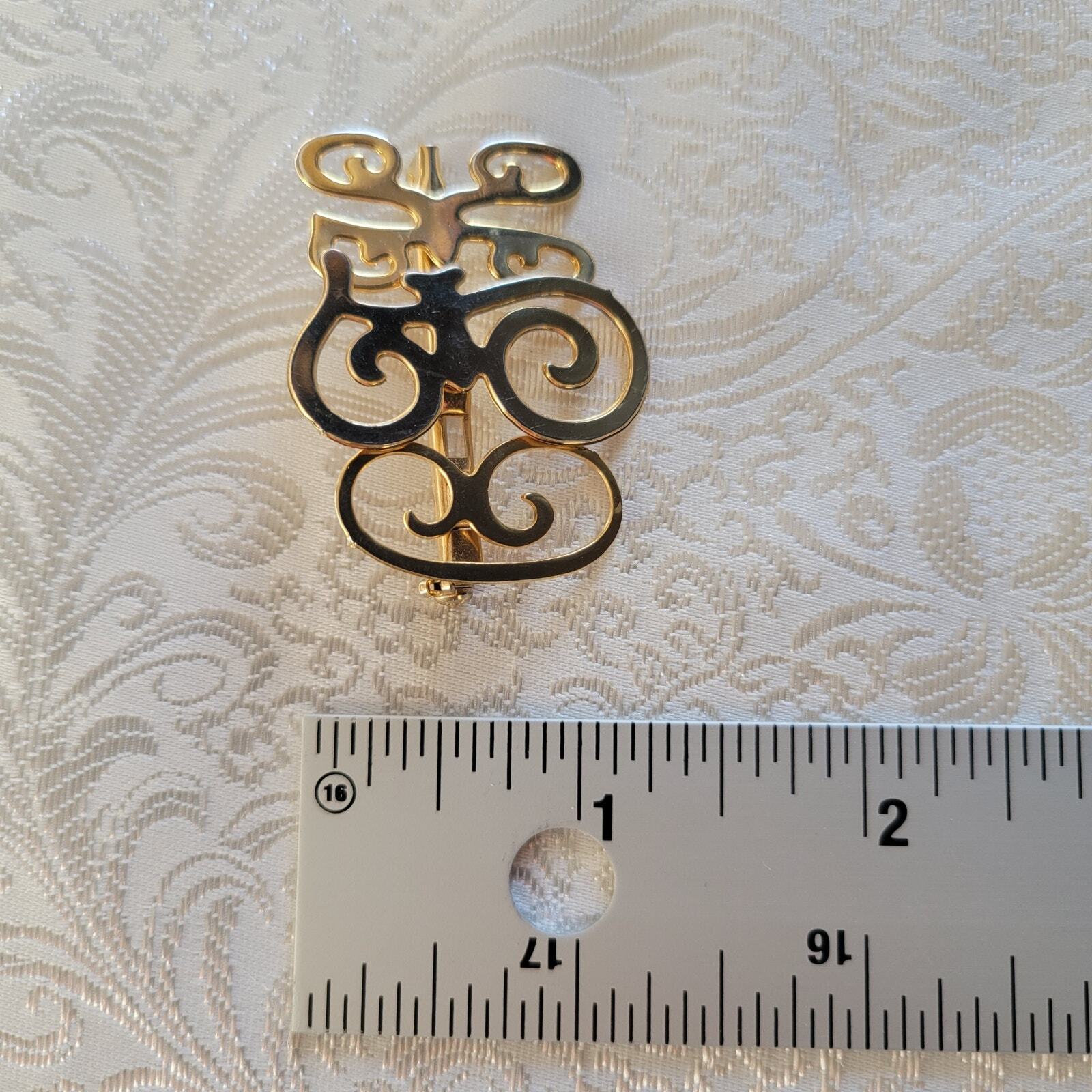 C K F initials brooch personalized monogram pin gold tone letters gift present