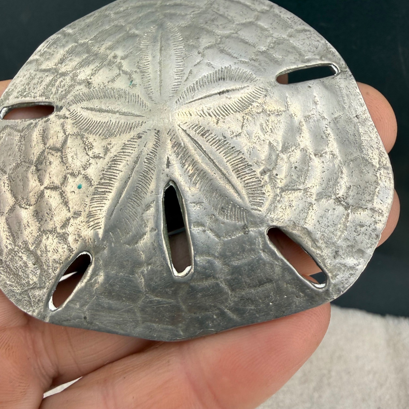 Vintage Reed & Barton Pendant Pewter Sand Dollar Coastal Nautical 3in