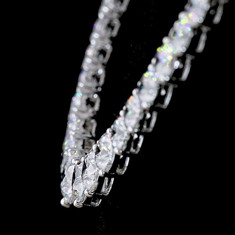 17.0 CTW Round Cut VVCS1 Moissanite Tennis Necklace In 14k White Gold Plated