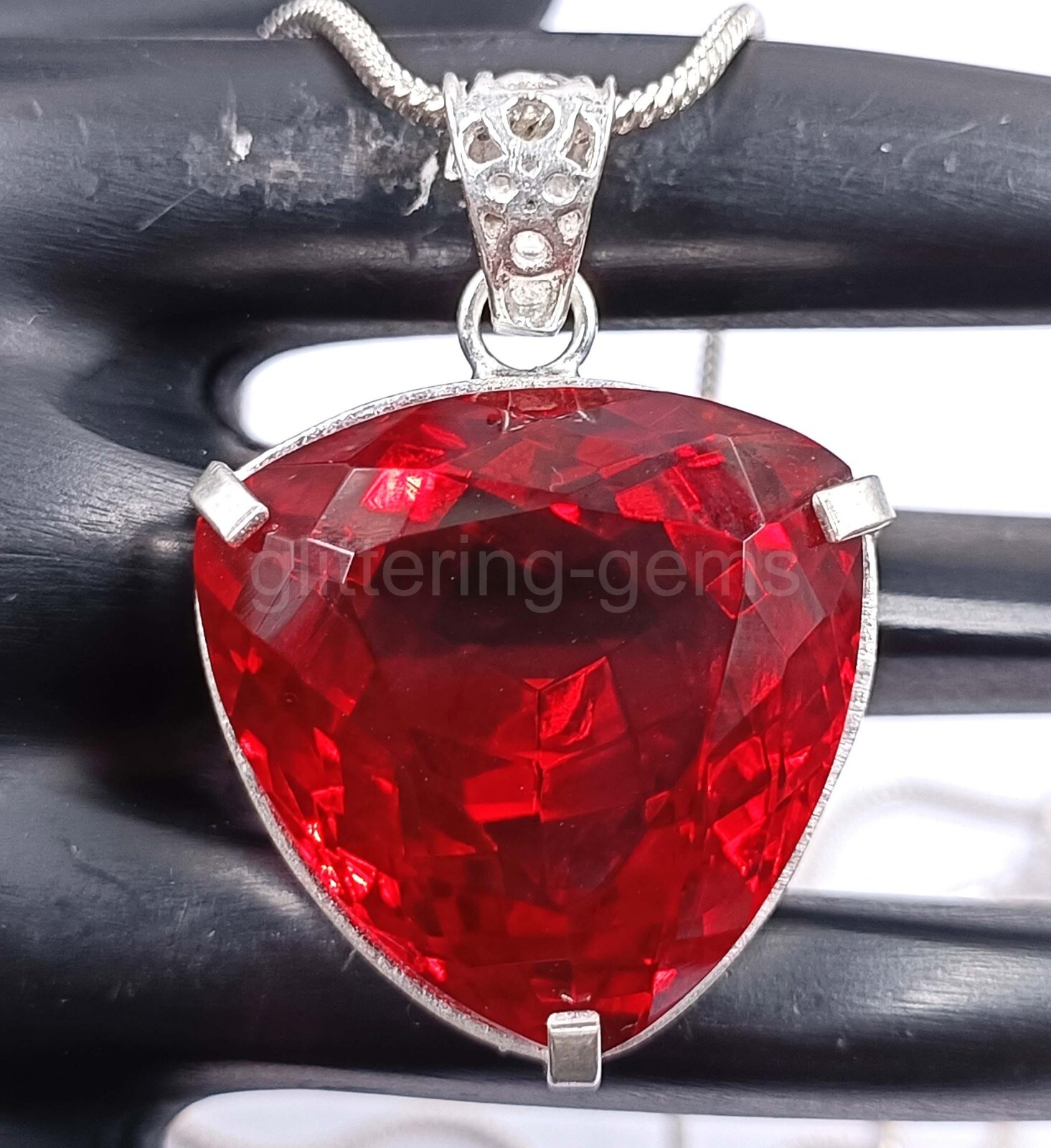 78.35 Ct Natural Red Ruby Trillion Cut Pendant IGL Certified Loose Gemstone 5AIT