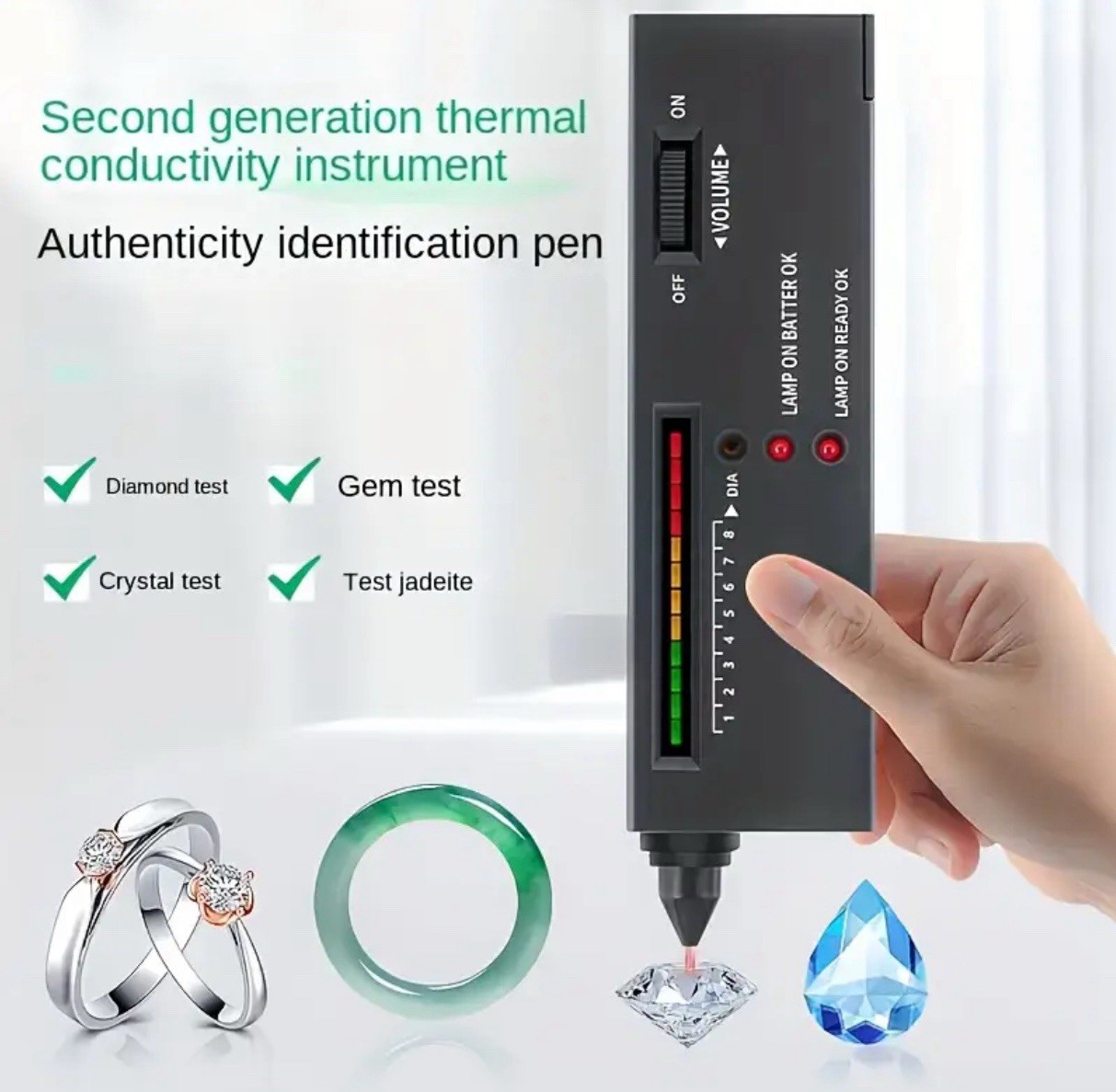 Professional Diamond Tester Pen High-Precision Jeweler Tool Gemstone Detector