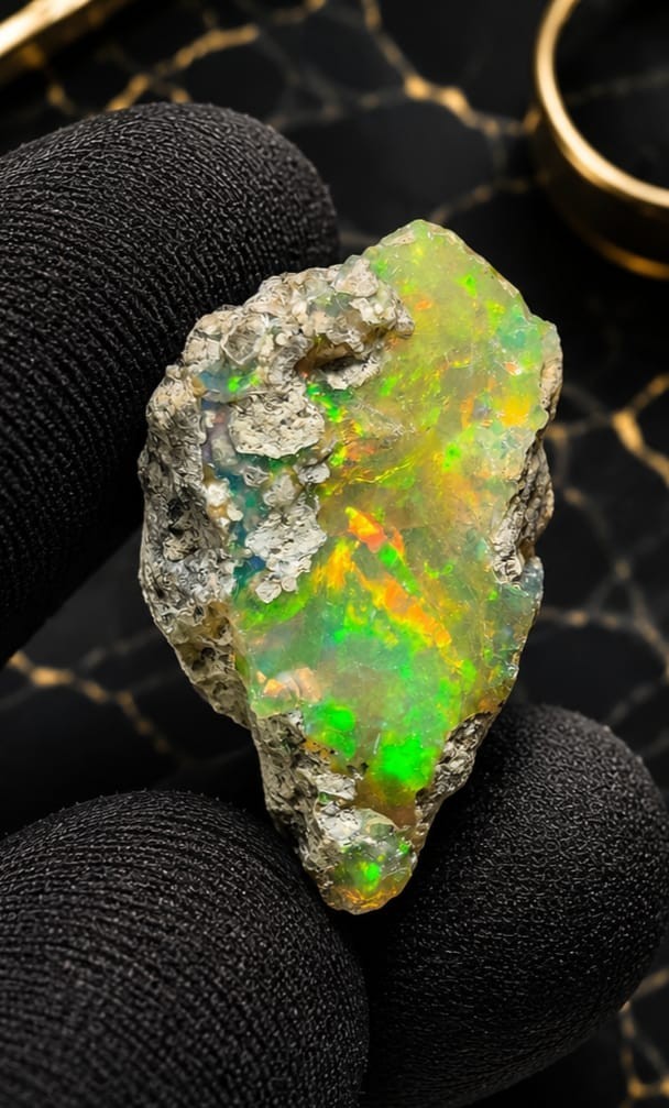 Natural Ethiopian Opal Rough Lot 16 Ct Vibrant Multi-Color Play of Fire Gemstone
