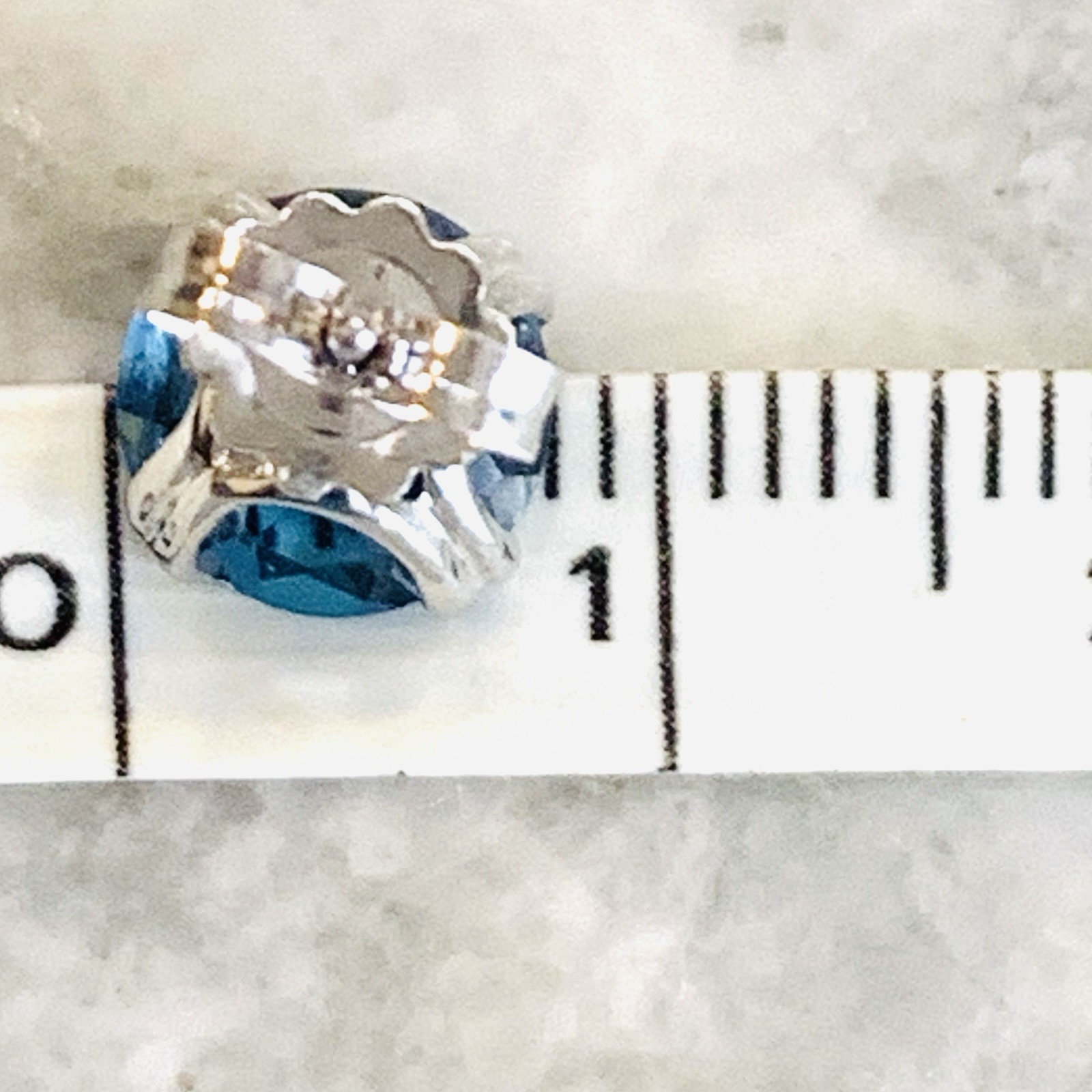 5 Ctw London Blue Topaz Earrings 14k Solid White Gold Stud Natural 1.85gr 8mm