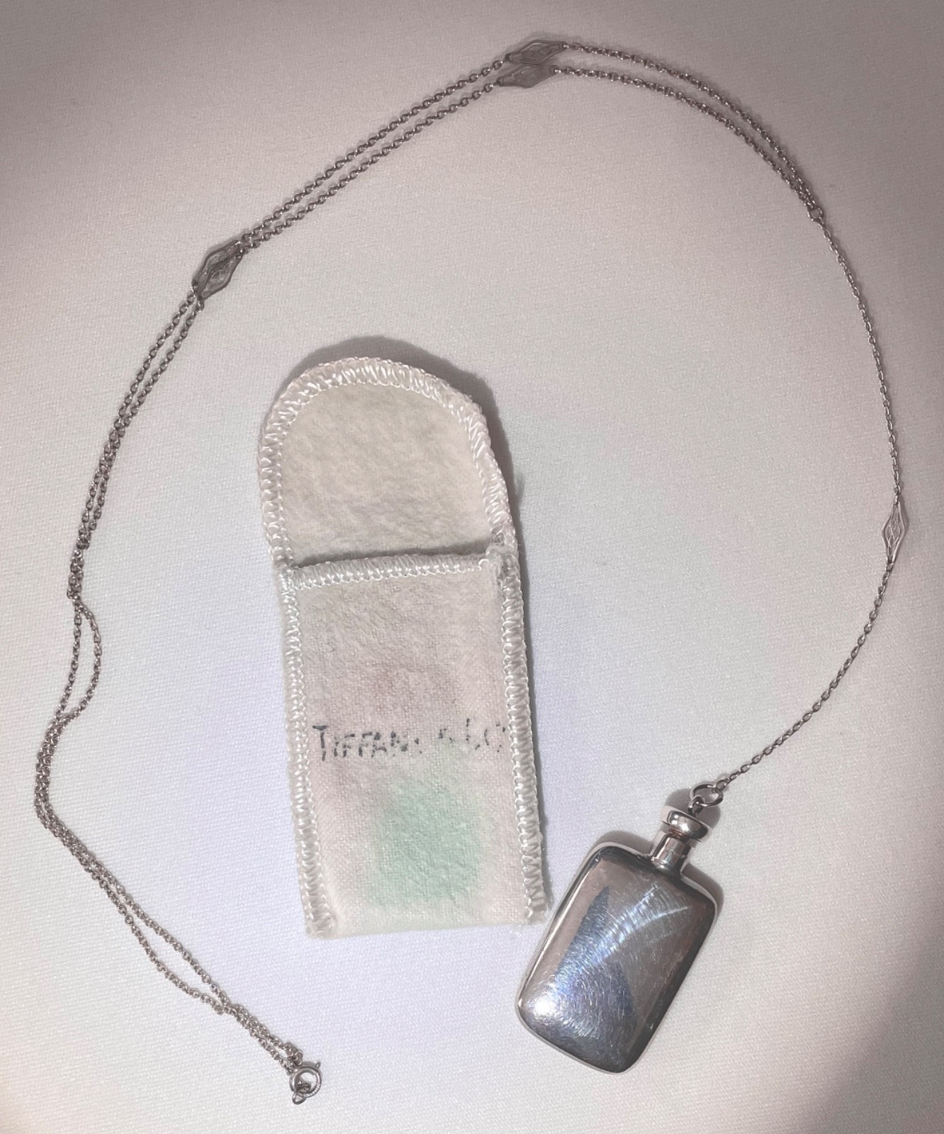 Vintage Sterling Silver Perfume Bottle Pendant Necklace