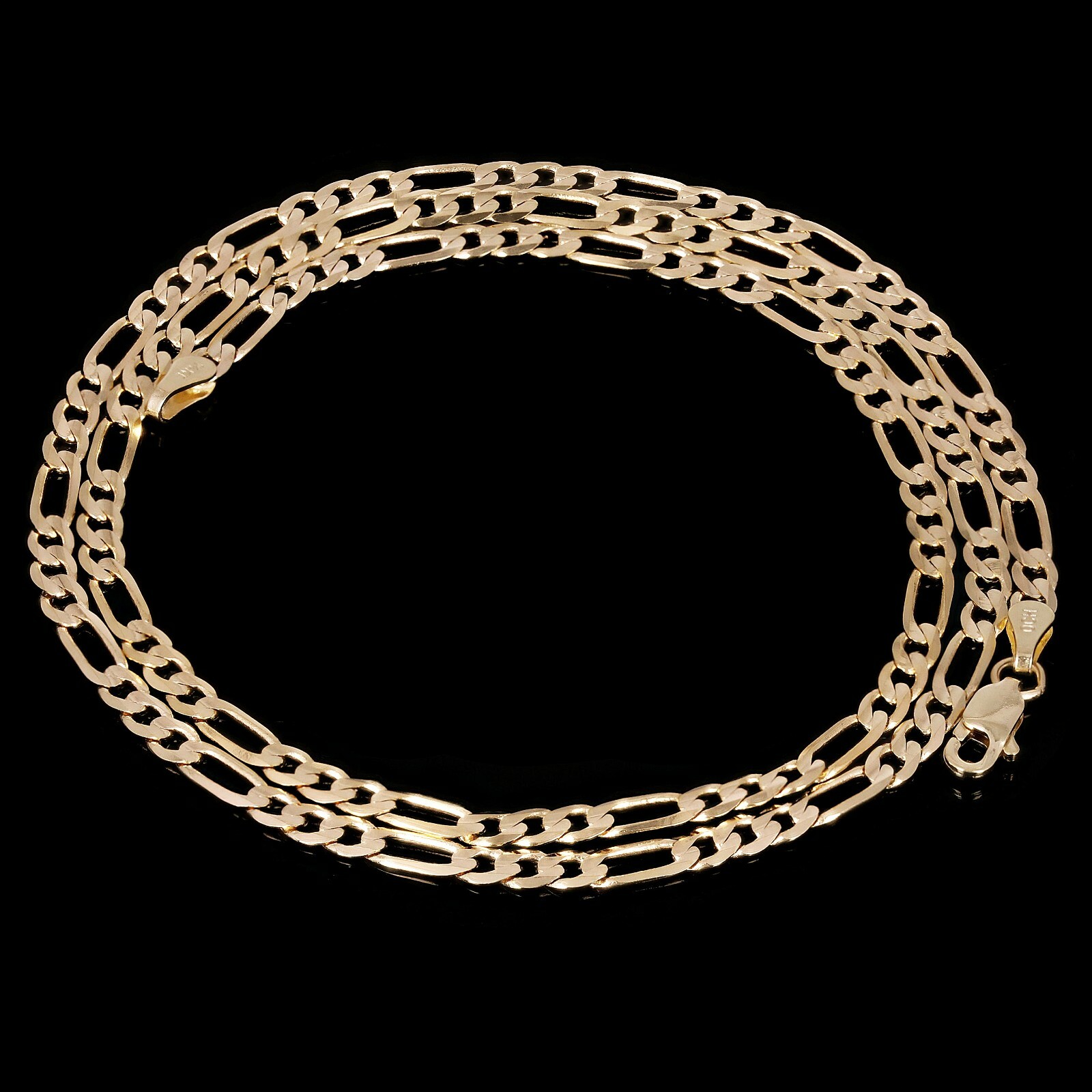 Italian 14k Yellow Gold Solid Figaro Chain Necklace 18″ 2mm