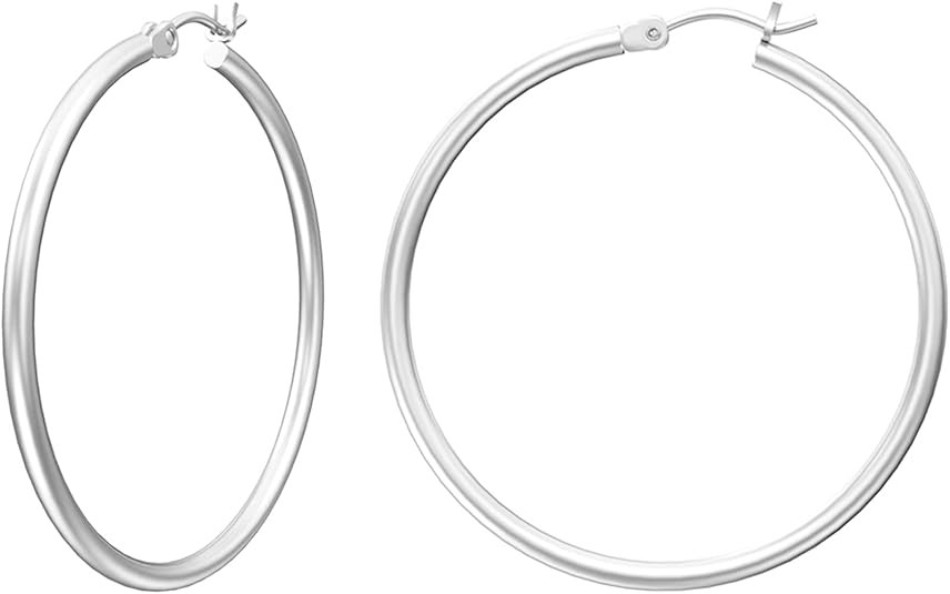 925 Sterling Silver High Polished 2MM Hoop Earrings – 10MM-50MM Lot